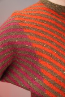 Color-Block Diagonal Stripe Wool Knit Sweater