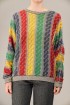 Rainbow Cable Stripe Wool Knit Sweater