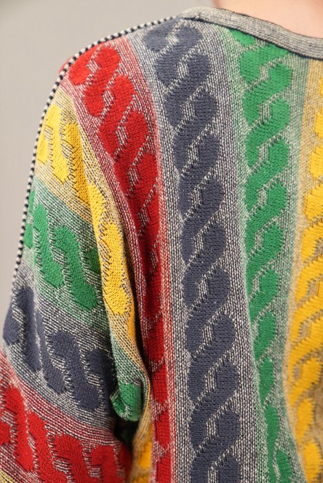 Rainbow Cable Stripe Wool Knit Sweater