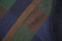 Diagonal Plaid Panel Wool Knit Sweater