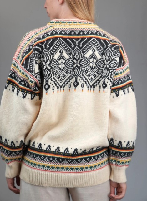 Nordic Yoke Fair Isle Wool Knit Sweater