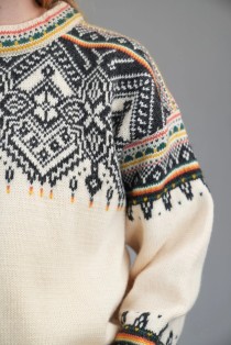 Nordic Yoke Fair Isle Wool Knit Sweater